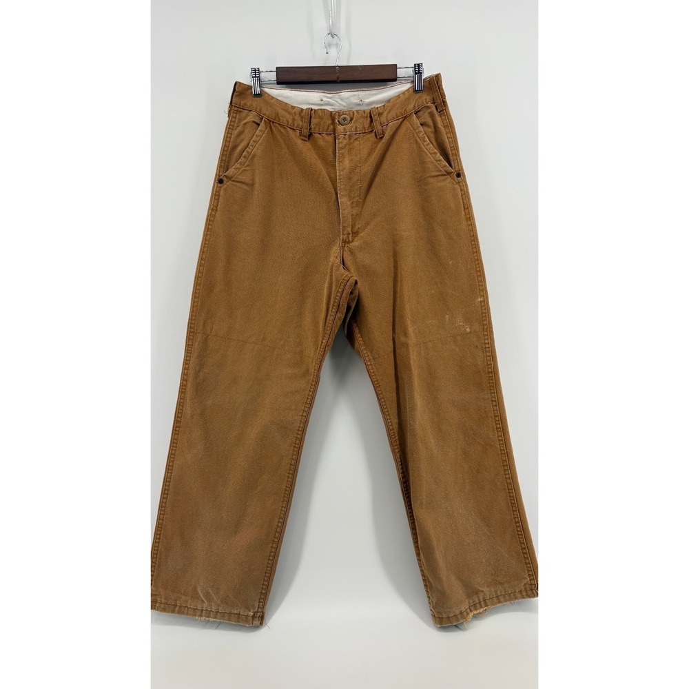 SAFTBAK Pants Mens Brown Flat Front Straight Leg Small Outdoor Hunting Vintage